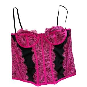 Urban Outfitters Out From Under Modern Love Black and Vibrant Pink Corset